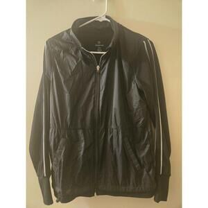 Tangerine Women's Black Activewear Jacket with White Stripe